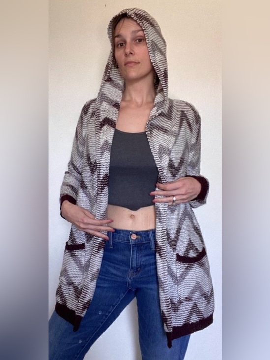 Absolutely Famous Sweaters - Absolutely Famous Hooded Cardigan Sweater Purple Hoodie Large Athleisure